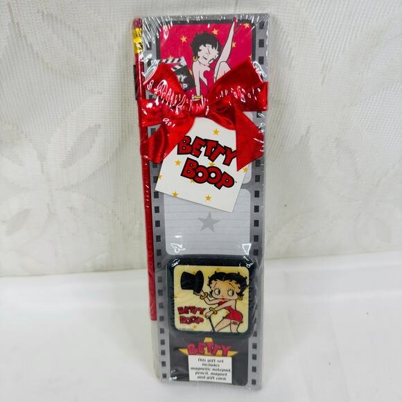 5 for $25| 2002 Betty Boop magnetic notepad, pencil, magnet & gift card gift set - Picture 3 of 5